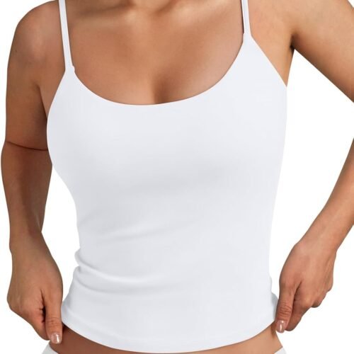 Womens Summer Double Lined Adjustable Spaghetti Strap Tank Top