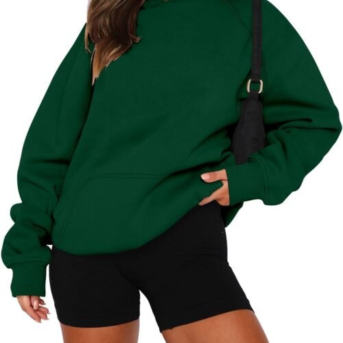 Women Pullover Sweatshirt Long Sleeve Hoodies Kangaroo Pocket Fleece Basic Sweater