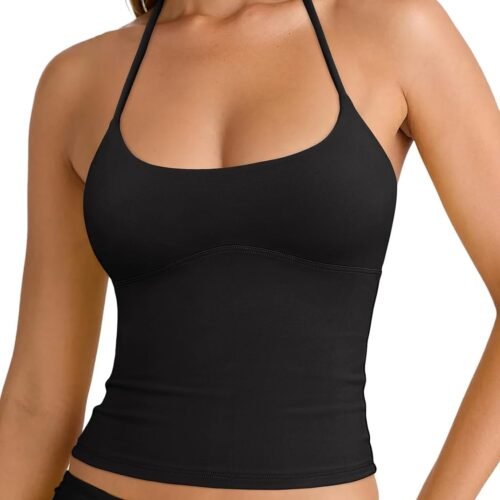 Women's Sexy Halter Backless Double Lined Tank Top Y2k Trendy Camisole Crop Tops