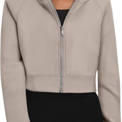 Womens Zip Up Hoodies Jackets Cropped Sweatshirts Fleece Fall Outfits Casual Comfy Y2k Tops Winter Clothes