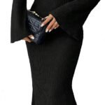 Fall Dresses for Women  Maxi Dresses Solid Color Boho Dress Flare Sleeve Bodycon Dress
