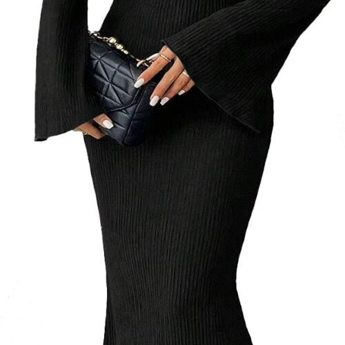 Fall Dresses for Women  Maxi Dresses Solid Color Boho Dress Flare Sleeve Bodycon Dress