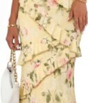 Summer Floral Wedding Guest Maxi Dress Women  Vacation Formal Bodycon Spaghetti Strap Cocktail Party Long Dress