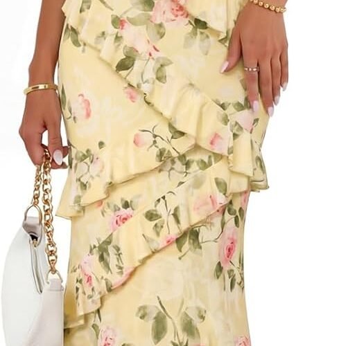 Summer Floral Wedding Guest Maxi Dress Women  Vacation Formal Bodycon Spaghetti Strap Cocktail Party Long Dress