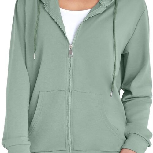 Womens Zip Up Hoodies Long Sleeve Hooded Sweatshirts Y2K Fall Fashion Clothes Casual Trendy Jacket