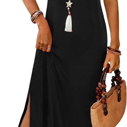 Maxi Dress Summer Dresses  Beach Vacation Clothes Sleeveless Sundresses with Pockets Boho S-3XL
