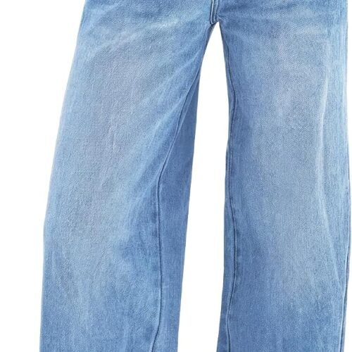 Women's  Wide Leg Jeans Distress High Waist Stretchy Denim Pants Y2K Trousers Clothing