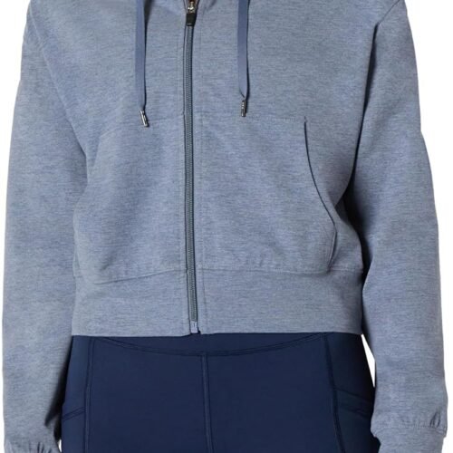 Women's Athletic Soft Performance Lightweight Cropped Zip Up Workout Hoodie